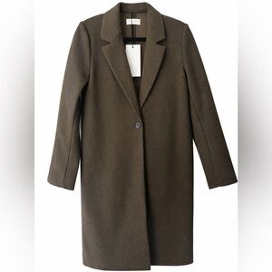 ZARA Long Minimalist Coat NWT Olive Brown Tailored Lightweight Coat Size S